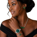 CURREN Emerald Luxury 4-Piece Jewelry & Watch Gift Set
