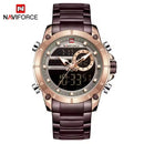 NAVIFORCE 9163 Luxury Dual-Display Sport Watch – Stainless Steel Executive Edition