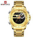 NAVIFORCE 9163 Luxury Dual-Display Sport Watch – Stainless Steel Executive Edition