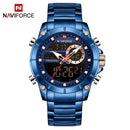 NAVIFORCE 9163 Luxury Dual-Display Sport Watch – Stainless Steel Executive Edition