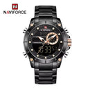 NAVIFORCE 9163 Luxury Dual-Display Sport Watch – Stainless Steel Executive Edition