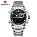 NAVIFORCE 9163 Luxury Dual-Display Sport Watch – Stainless Steel Executive Edition